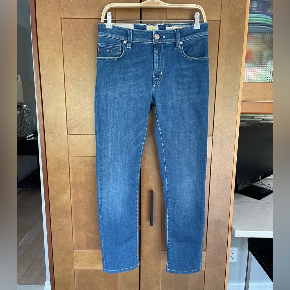 TRAMAROSSA Italy "Leonardo Slim" Women’s Blue Cropped Jeans, Size 31